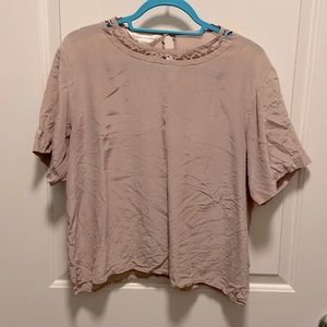 Vintage Casual Corner Tan Silk tshirt